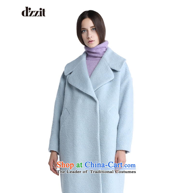 In winter, of d'zzit retro-barrel long woolen coat 354G398 light green blue?155XS