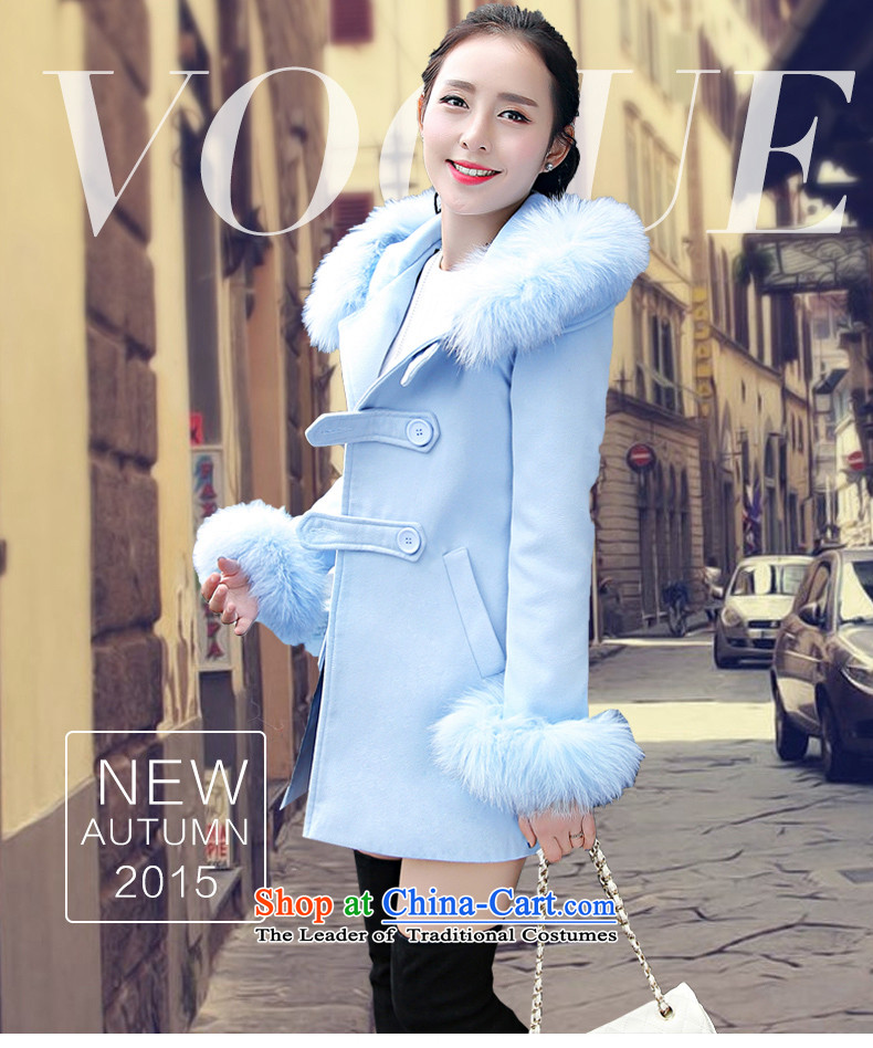 M 2015 New Sangyeongpyo Contragate Winter Sweater? long-sleeved jacket Fox for gross a wool coat Korean female blue Sau San XL Photo, prices, brand platters! The elections are supplied in the national character of distribution, so action, buy now enjoy more preferential! As soon as possible.