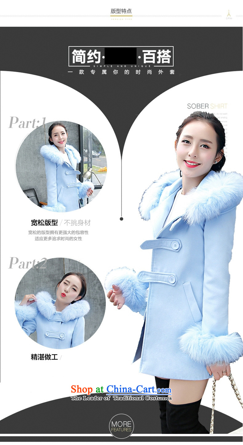 M 2015 New Sangyeongpyo Contragate Winter Sweater? long-sleeved jacket Fox for gross a wool coat Korean female blue Sau San XL Photo, prices, brand platters! The elections are supplied in the national character of distribution, so action, buy now enjoy more preferential! As soon as possible.