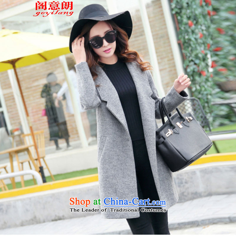 The Cabinet to Yuen Long by 2015 autumn and winter coats and stylish new Western gross? coats female 8178 A gray.. M