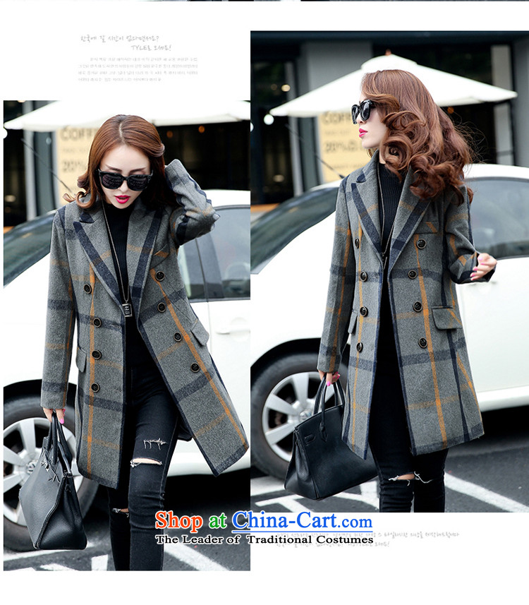 M 2015 winter new contragate stylish loose Korean Sau San a wool coat girl in long Grid Wind Jacket gross? Navy M picture, prices, brand platters! The elections are supplied in the national character of distribution, so action, buy now enjoy more preferential! As soon as possible.