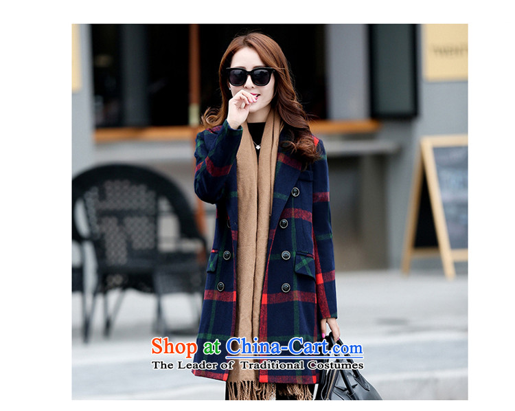 M 2015 winter new contragate stylish loose Korean Sau San a wool coat girl in long Grid Wind Jacket gross? Navy M picture, prices, brand platters! The elections are supplied in the national character of distribution, so action, buy now enjoy more preferential! As soon as possible.