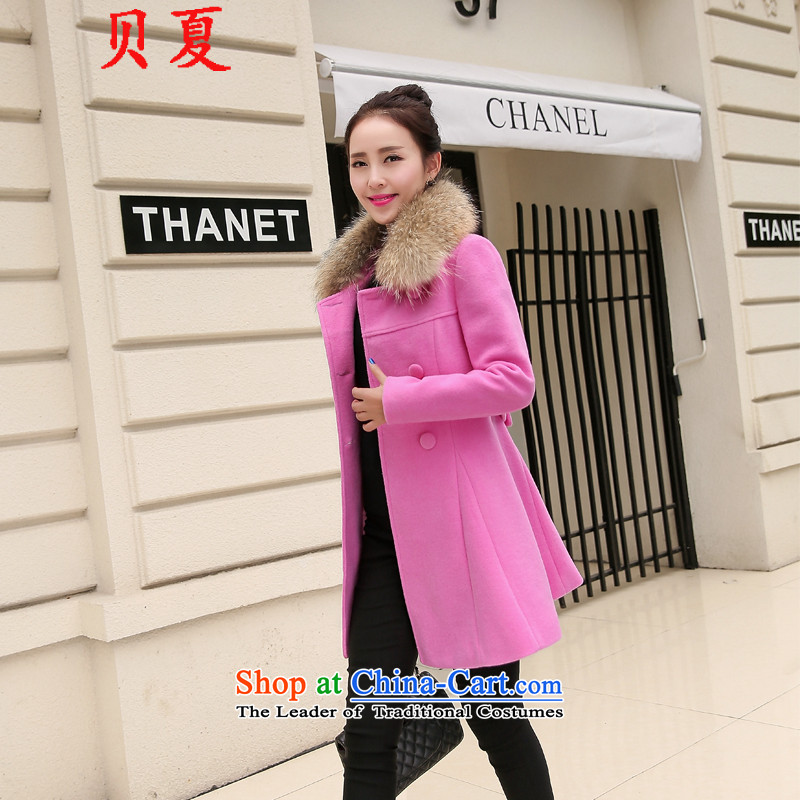 Summer 2015 Addis Ababa autumn and winter load new woolen coat non-Cashmere wool coat girl in long wool coat gross?? coats female rose pinkXL