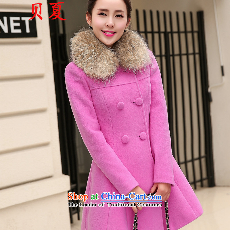 Summer 2015 Addis Ababa autumn and winter load new woolen coat non-Cashmere wool coat girl in long wool coat gross?? coats female rose pink XL, Addis Ababa Summer shopping on the Internet has been pressed.