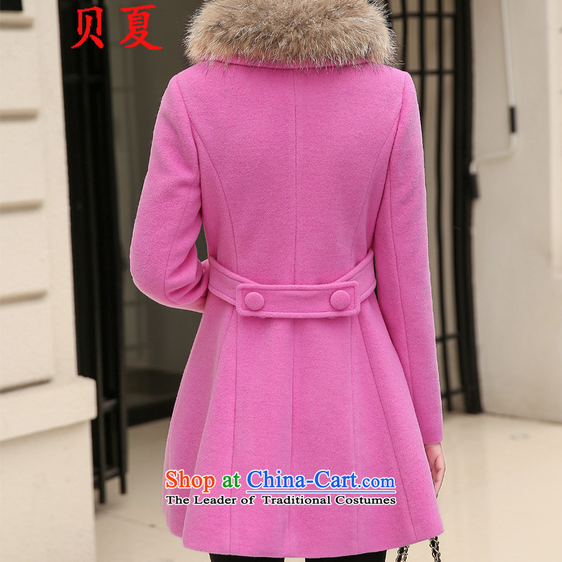 Summer 2015 Addis Ababa autumn and winter load new woolen coat non-Cashmere wool coat girl in long wool coat gross?? coats female rose pink XL, Addis Ababa Summer shopping on the Internet has been pressed.