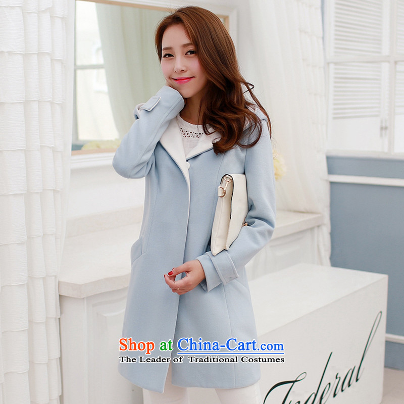 The population in Jericho long jacket coat gross? 2015 new women's autumn and winter coats girl Won this thick edition Sau San a wool coat jacket, blue M jie mi (JIESIMEI population) , , , shopping on the Internet
