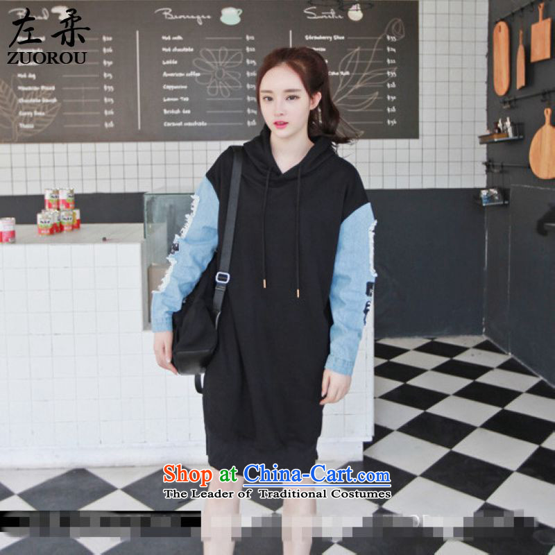 Sophie2015 autumn and winter left of Korean to increase women's code thick mm video thin cowboy stitching stamp in long skirt sweater 200 catties better wearing blackXXXXL