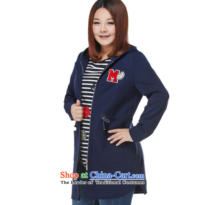 Msshe xl women 2015 new winter clothing thick MM plus lint-free warm zipper hat jacket thickness pre-sale 10863 blue 4XL- pre-sale to 12.10, the Ms Susan Carroll, Selina Chow (MSSHE),,, shopping on the Internet
