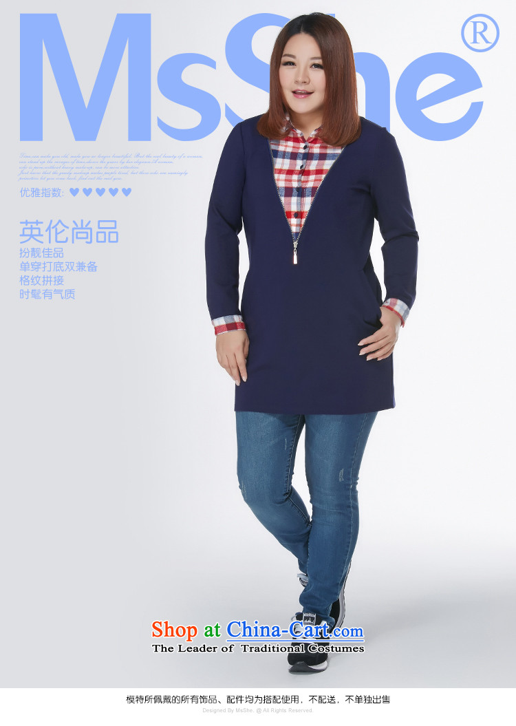 Msshe xl women 2015 new winter clothing 200 catties stitching grid long skirt shirt, long pre-sale 10856 blue 2XL- pre-sale on 10 December to the picture, prices, brand platters! The elections are supplied in the national character of distribution, so action, buy now enjoy more preferential! As soon as possible.
