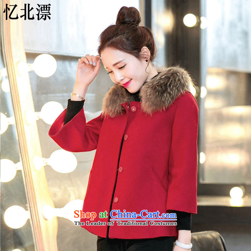 Recalling that the 2015 Winter North drift-new Korean small incense wind-thick cloak a coat of long-sleeved shawl short hair? female 3329 red cloak XL, recalling that the North has been pressed drift-shopping on the Internet