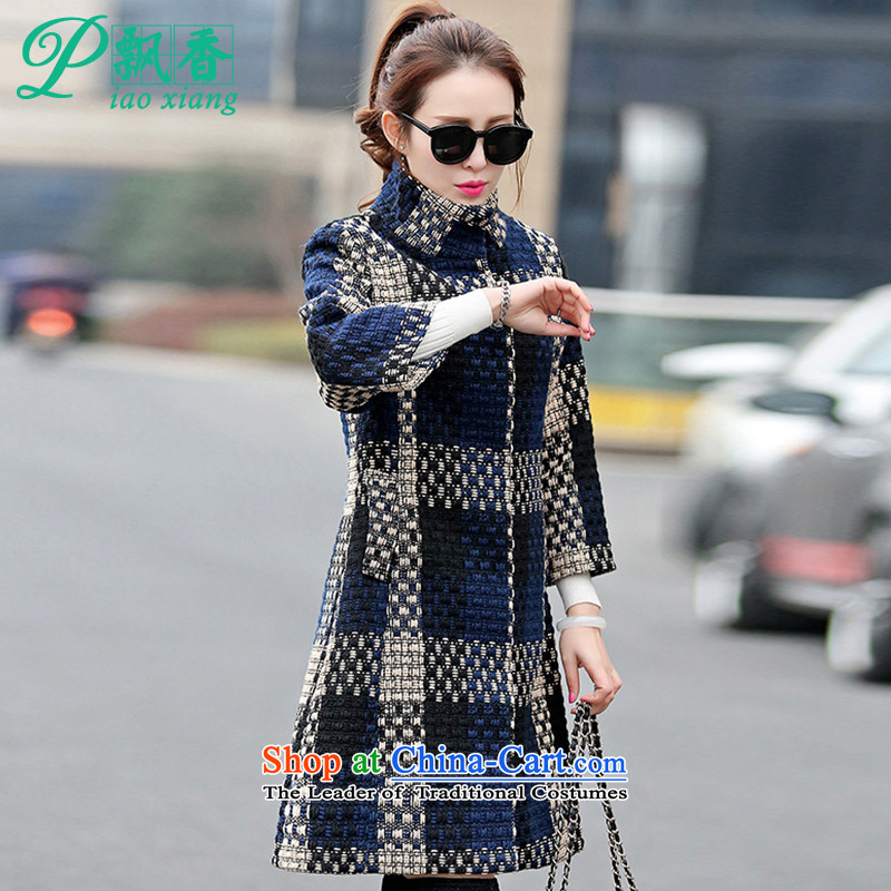 Scented Winter 2015 new stylish knitting weaving grid coarse wool terylene V1708 Jacket Color Picture M