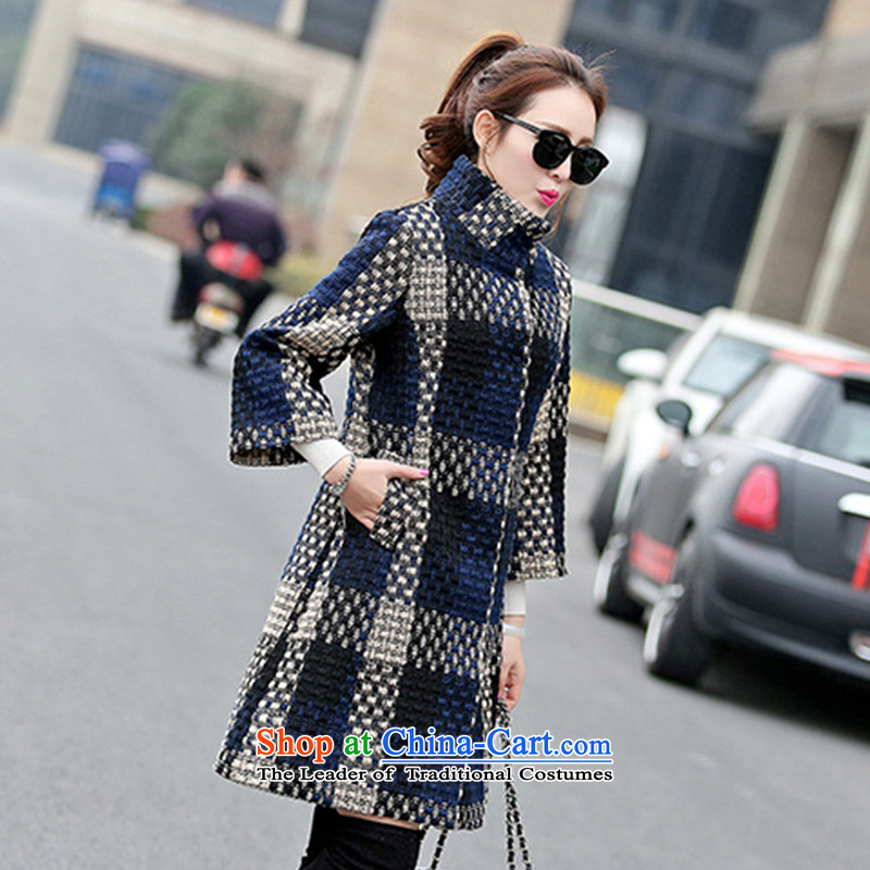 Scented Winter 2015 new stylish knitting weaving grid coarse wool terylene V1708 Jacket Color Picture M scented shopping on the Internet has been pressed.