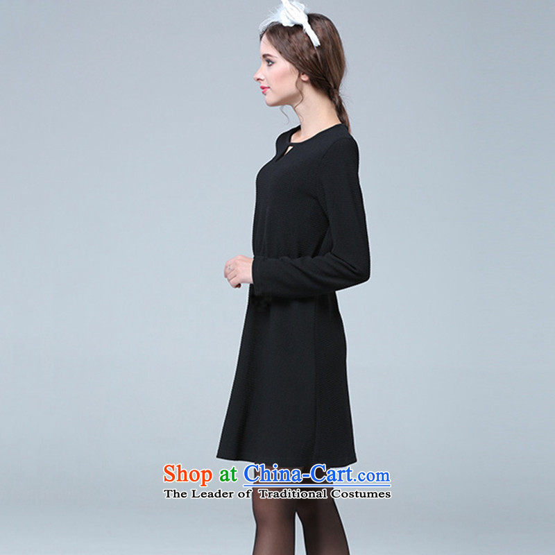 Elizabeth 2015 Western brands discipline high-end for larger women Fall/Winter Collections dresses video thin new fat mm xl pure color Foutune of knitted dress SN1626- forming the black , L, discipline and Elisabeth , , , shopping on the Internet