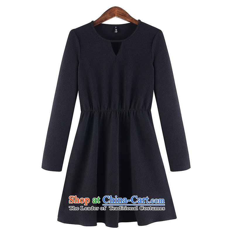Elizabeth 2015 Western brands discipline high-end for larger women Fall/Winter Collections dresses video thin new fat mm xl pure color Foutune of knitted dress SN1626- forming the black , L, discipline and Elisabeth , , , shopping on the Internet