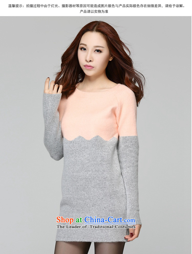 The new 2015 Fall/Winter Collections thick Mei xl dresses round-neck collar temperament long-sleeved stitching color and Sweater Knit skirts package cheongsams forming the skirt thick m short skirt pink approximately 140-155 2XL catty picture, prices, brand platters! The elections are supplied in the national character of distribution, so action, buy now enjoy more preferential! As soon as possible.