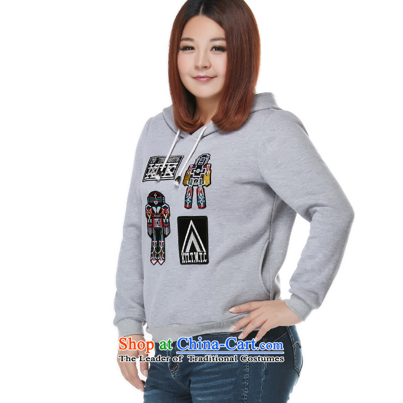 Large msshe women 2015 new autumn and winter casual sports embroidered cap sweater 200 catties thick gray 4XL, 10826 Ms Susan Carroll, the Yee (MSSHE),,, shopping on the Internet