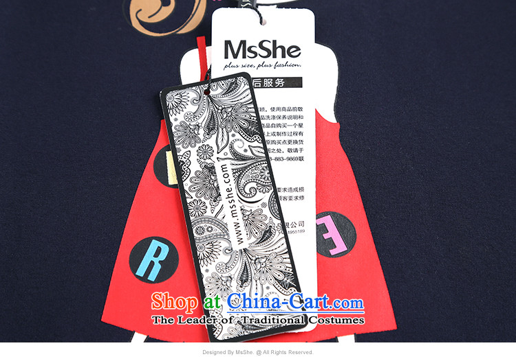 Msshe xl women 2015 new winter clothing ribbed V-neck in the stitching cartoon stamp thick MM skirt shirt pre-sale 10711 blue 4XL- pre-sale to the picture of 12.10, prices, brand platters! The elections are supplied in the national character of distribution, so action, buy now enjoy more preferential! As soon as possible.