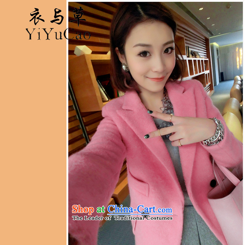 Yi with grass autumn 2015 new autumn and winter female autumn on female winter coats female hair_?? on Women's jacket winter new pink M