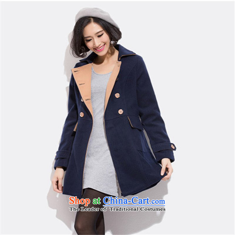 The Atlas Copco 2015 Winter Ms. new larger gross?   Graphics thin Korea coats version windbreaker. long double-casual jacket J5903 lapel  L(100-120 BLUE) Curran the catty (current) , , , shopping on the Internet
