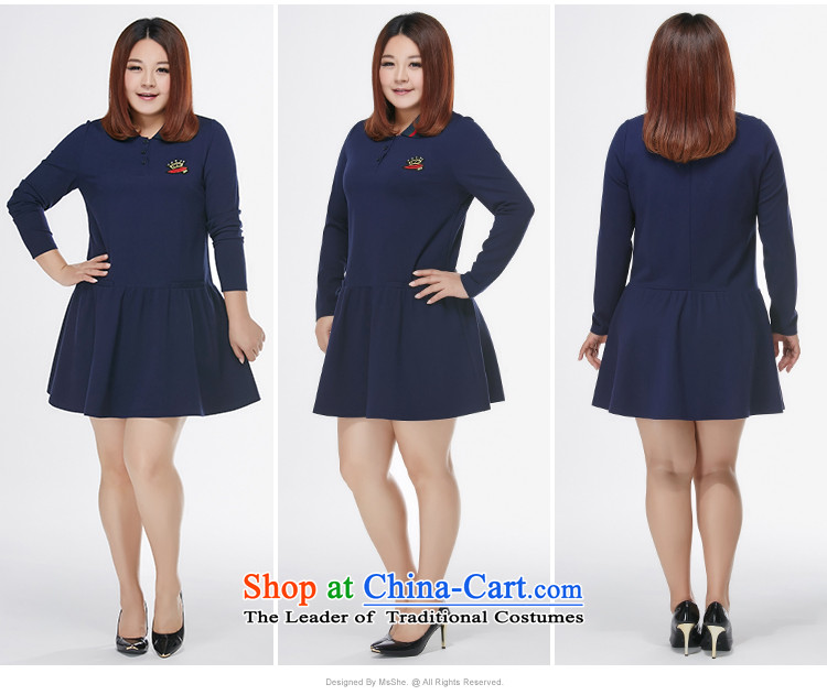 Msshe xl women 2015 New Fall/Winter Collections thick MM leisure preppy lapel dresses pre-sale 10713 blue 6XL- pre-sale on 10 December to the picture, prices, brand platters! The elections are supplied in the national character of distribution, so action, buy now enjoy more preferential! As soon as possible.
