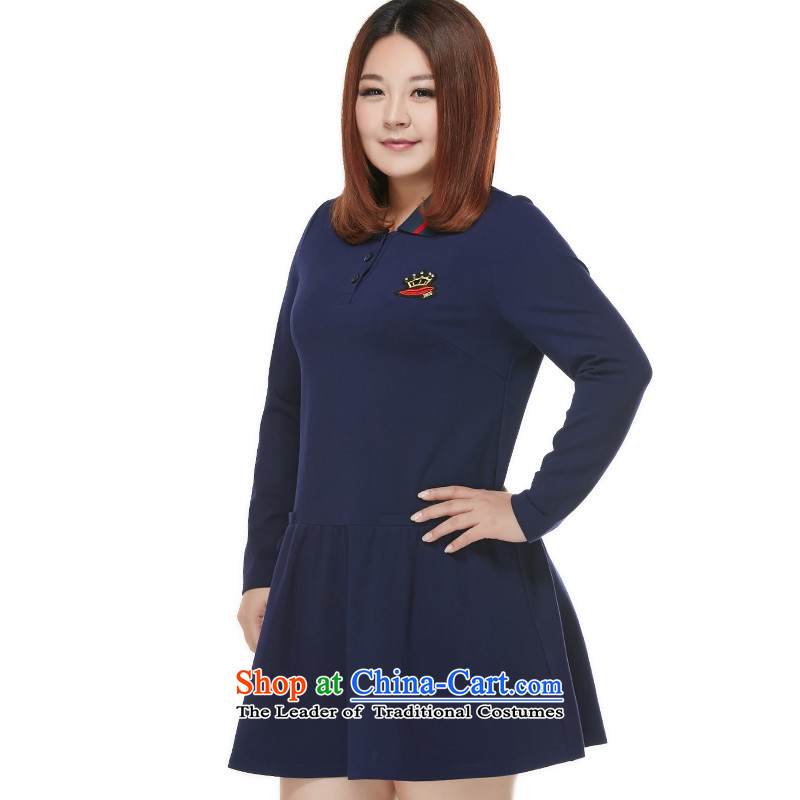 Msshe xl women 2015 New Fall/Winter Collections thick MM leisure preppy lapel dresses pre-sale 10713 blue 6XL- pre-sale on 10 December, the arrival of Susan Carroll, poetry Yee (MSSHE),,, shopping on the Internet