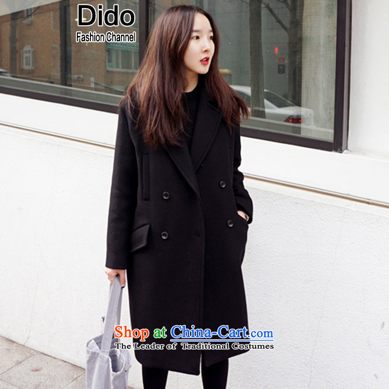 Dido female jacket coat gross? In Korean long thick coat female larger female blackM