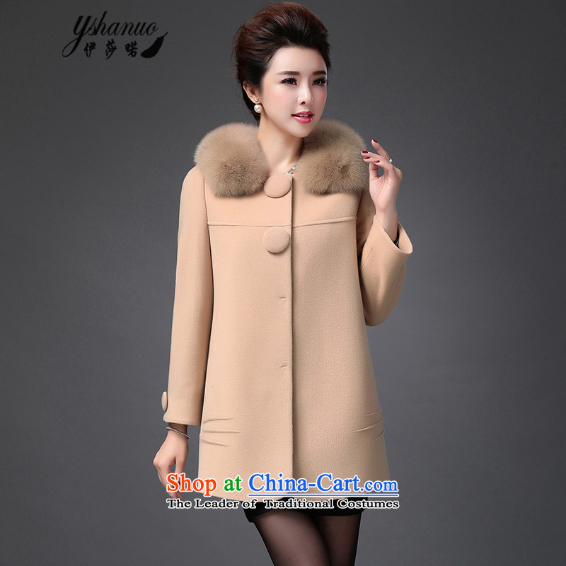 Isabel La Carconte 2015 autumn and winter woolen coat female Fox for long, Gross Gross a jacket mother boxed YS0016 KHAKI XXL