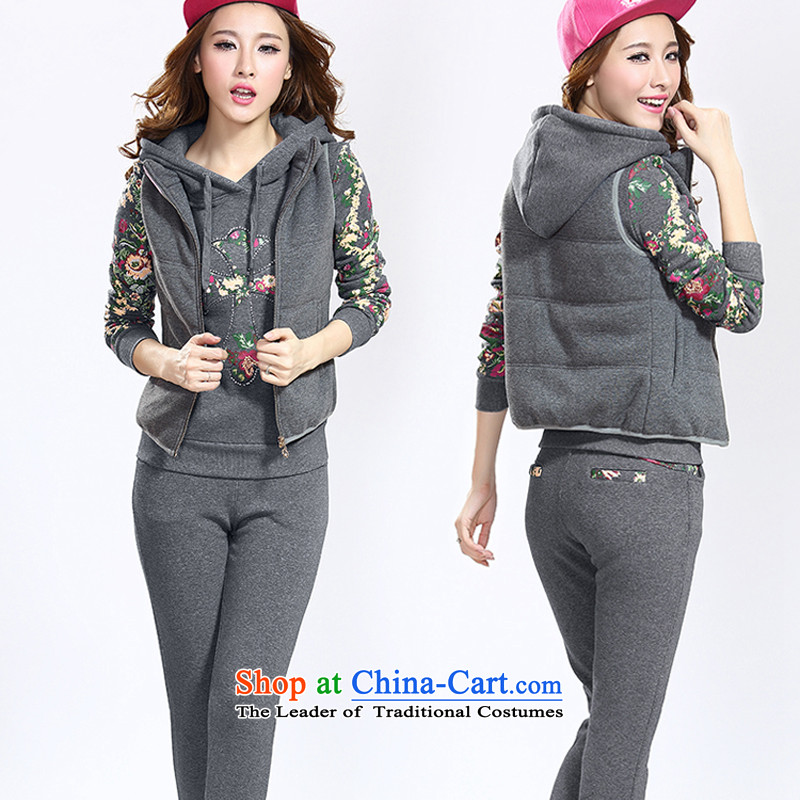 1476#2015 autumn and winter thick sweater three piece won version plus large-Sau San Leisure Sports Suits stylish women carbon -L, Charlene Choi has been pressed clothes shopping on the Internet