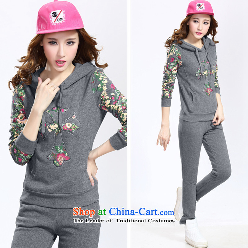 1476#2015 autumn and winter thick sweater three piece won version plus large-Sau San Leisure Sports Suits stylish women carbon -L, Charlene Choi has been pressed clothes shopping on the Internet