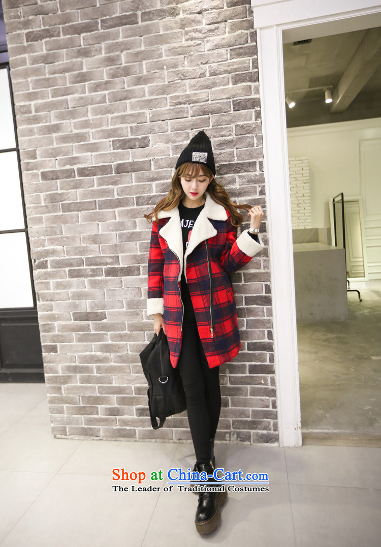El products are gross? 2015 autumn and winter coats girl with the new Korean a wool coat female graphics in a compartment thin long large roll collar Lamb Wool thick cotton jacket RED M folder picture, prices, brand platters! The elections are supplied in the national character of distribution, so action, buy now enjoy more preferential! As soon as possible.