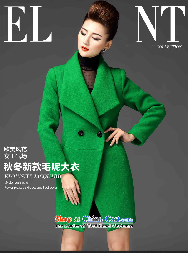 Gross new 1478#2015? a wool coat female jacket thick girl who roll collar in decorated long coats female green XL Photo, prices, brand platters! The elections are supplied in the national character of distribution, so action, buy now enjoy more preferential! As soon as possible.