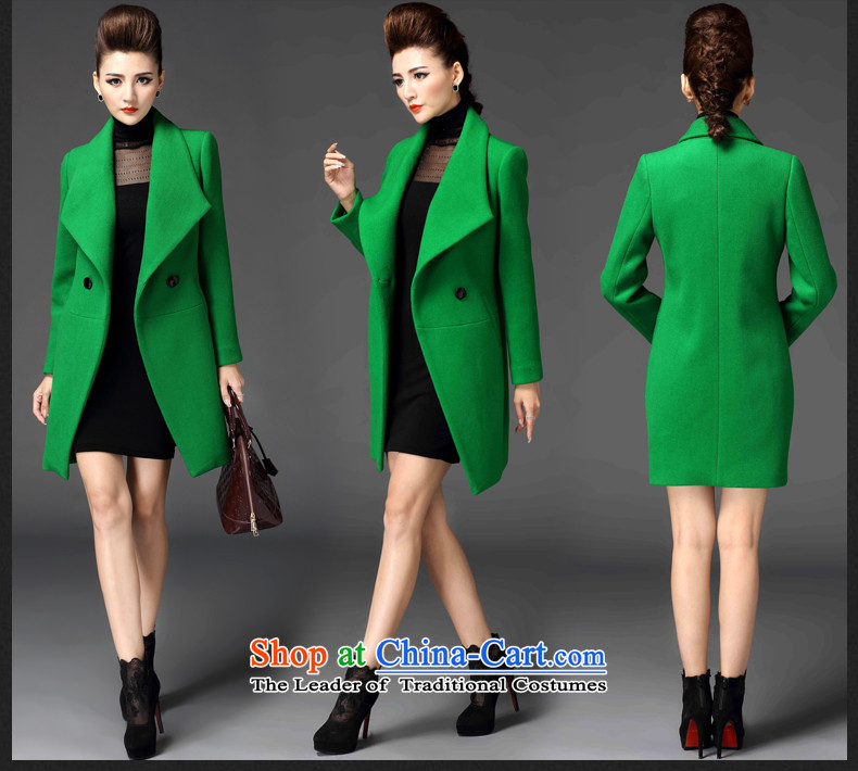 Gross new 1478#2015? a wool coat female jacket thick girl who roll collar in decorated long coats female green XL Photo, prices, brand platters! The elections are supplied in the national character of distribution, so action, buy now enjoy more preferential! As soon as possible.