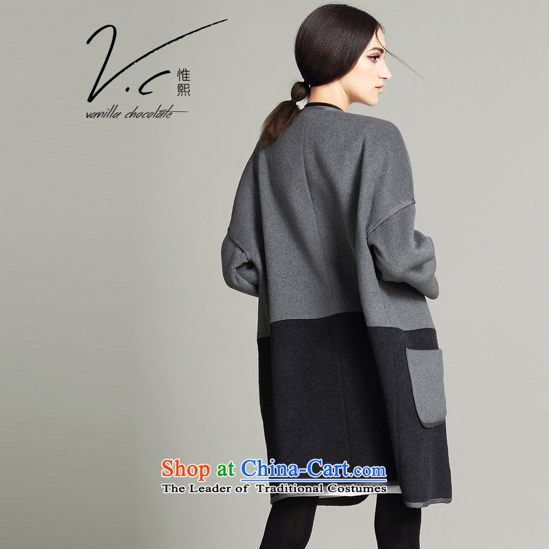 Korehiro Europe V.C original long double-sided female 2015 gross? coats winter big stitching wool coat in the sub-ni gray l,vanillachocolate,,, shopping on the Internet