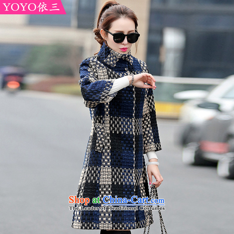 The YOYO optimization with 2015 Winter Sweater Knit stylish new grid coarse wool terylene V1708 Jacket Color PictureM