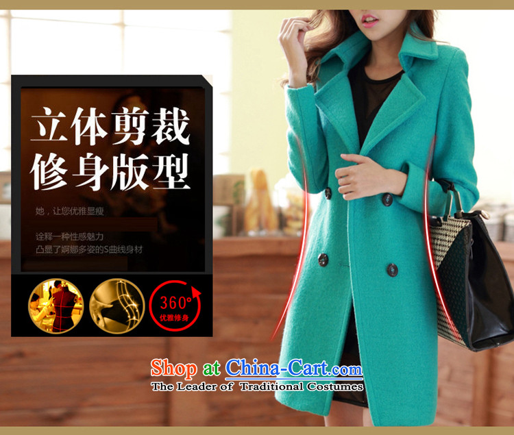 Sin has 2015 autumn and winter new a wool coat Korean Sau San fleece thin graphics long hair? female green jacket S picture, prices, brand platters! The elections are supplied in the national character of distribution, so action, buy now enjoy more preferential! As soon as possible.