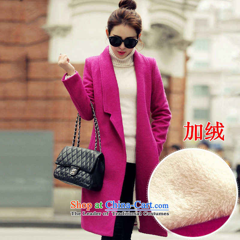 Easy to Mr NGAN gross coats female jacket in this long and lint-free Korean version of     thick straight winter clothing for larger women a wool coat Gray plus lint-free, M, Dongguan Ngan shopping on the Internet has been pressed.