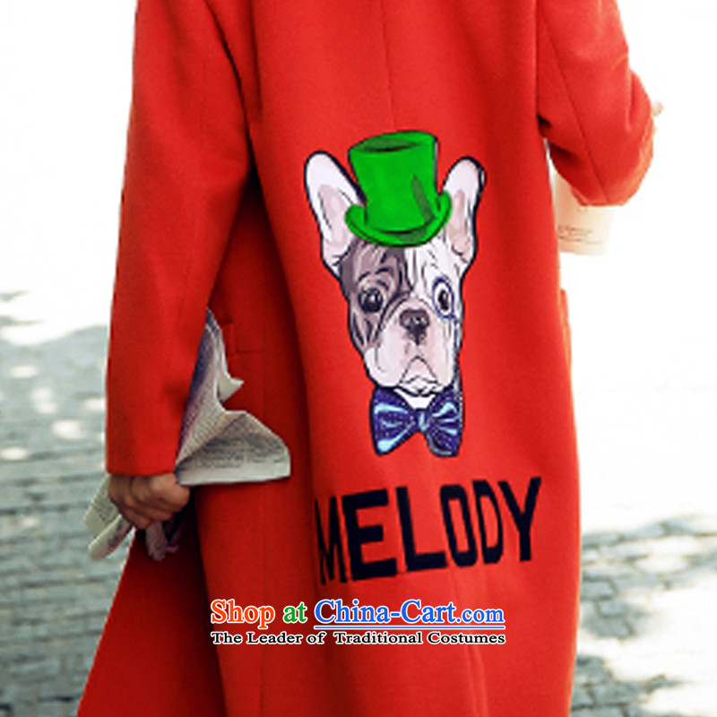 2015 Autumn and winter e-lycra new Korean small dog pattern letters in long hair embroidery? Xxl,e-lycra,,, red jacket shopping on the Internet