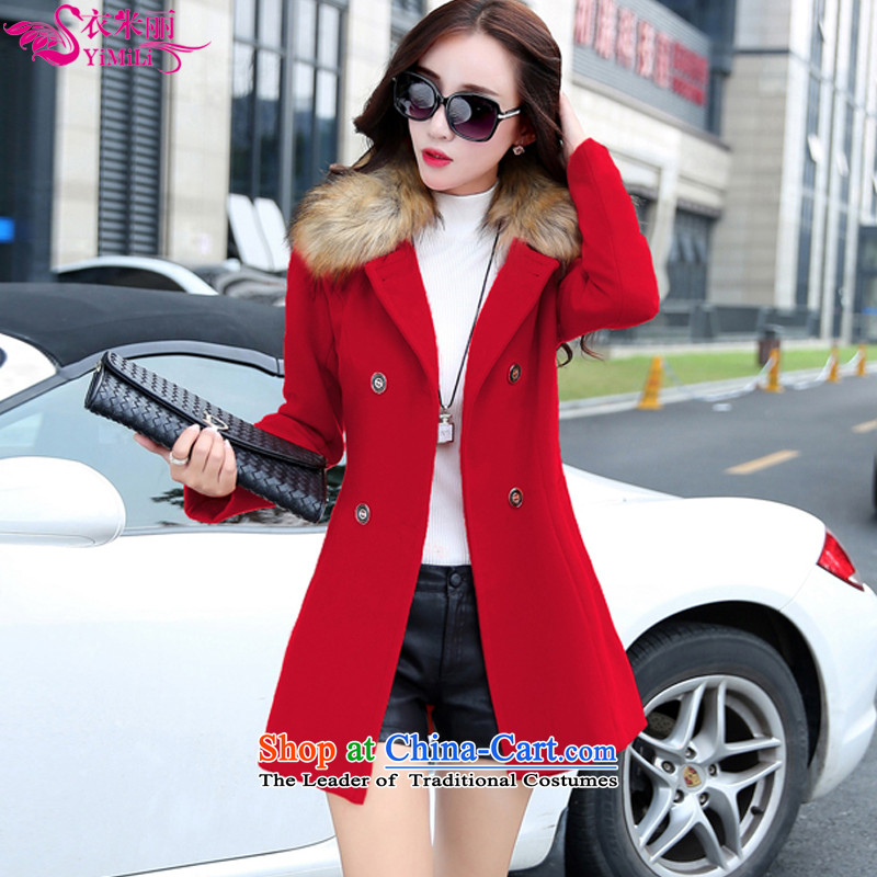 Yi Millies 2015 autumn and winter new Korean warranty. Long-Nagymaros for Sau San a wool coat 8102 RED     M Yi Millies shopping on the Internet has been pressed.