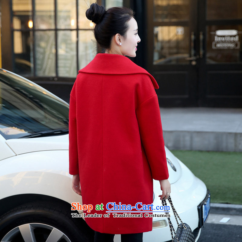 Bathing in the autumn of 2015, New hundreds of women Korean lapel in Sau San long hair? 525 large red jacket coat XL, 100 mu (BAIMU) , , , shopping on the Internet
