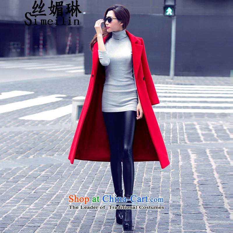 The population of Lin stylish new winter 2015 Long a wool coat temperament was too long, thick Sau San Laptop red jacket? gross XL, population of RIM (simeilin) , , , shopping on the Internet