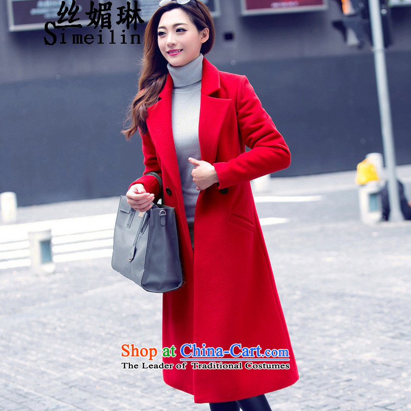 The population of Lin stylish new winter 2015 Long a wool coat temperament was too long, thick Sau San Laptop red jacket? gross XL, population of RIM (simeilin) , , , shopping on the Internet