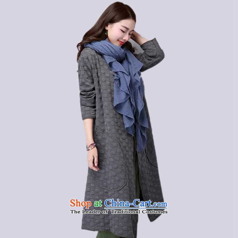 2015 Autumn and Winter Korea MEISUDI version of large numbers of ladies in literary and artistic wild long folder cotton cardigan loose video thin solid color gray long-sleeved sweater XL, Mei Su (MEISUDI) , , , shopping on the Internet