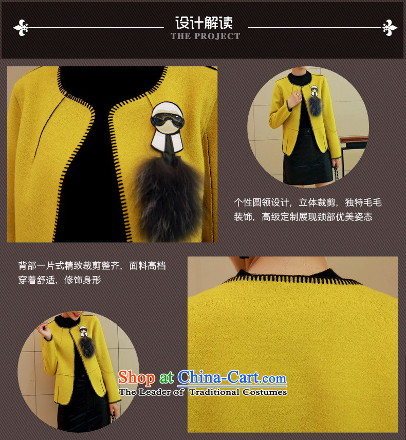 Cioni small wind round-neck collar short-gross? 2015 autumn and winter coats female new long-sleeved jacket wool coat? aristocratic Yellow M picture, prices, brand platters! The elections are supplied in the national character of distribution, so action, buy now enjoy more preferential! As soon as possible.