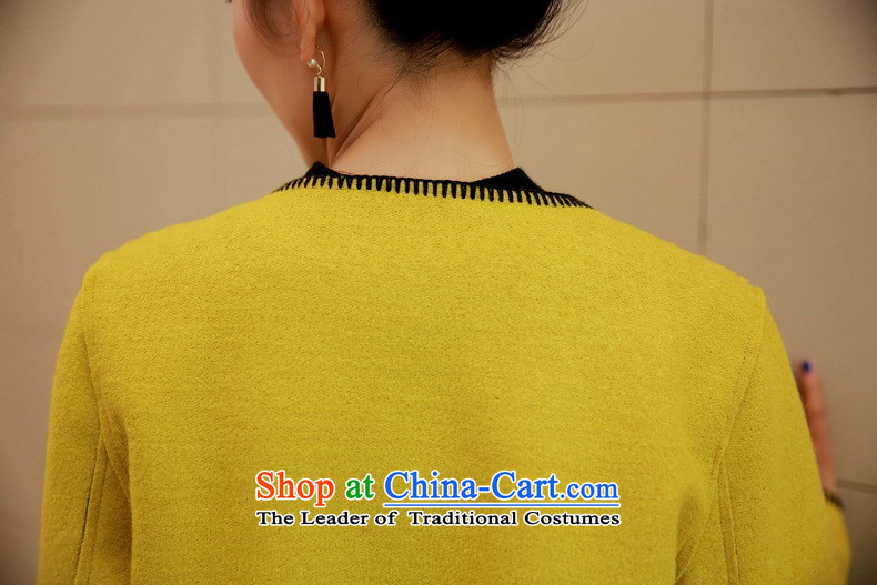 Cioni small wind round-neck collar short-gross? 2015 autumn and winter coats female new long-sleeved jacket wool coat? aristocratic Yellow M picture, prices, brand platters! The elections are supplied in the national character of distribution, so action, buy now enjoy more preferential! As soon as possible.