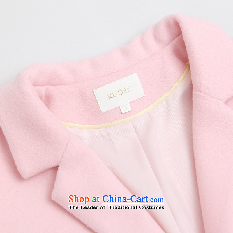 Wide Color embroidery pocket long hair? jacket crown light pink color (kuose width M) , , , shopping on the Internet