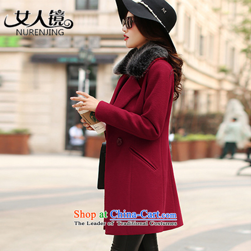 Women 2015 Fall/Winter Collections mirror the new graphics thin hair so Sau San jacket #N626 cherry red XL, Woman Mirror (nurenjing) , , , shopping on the Internet