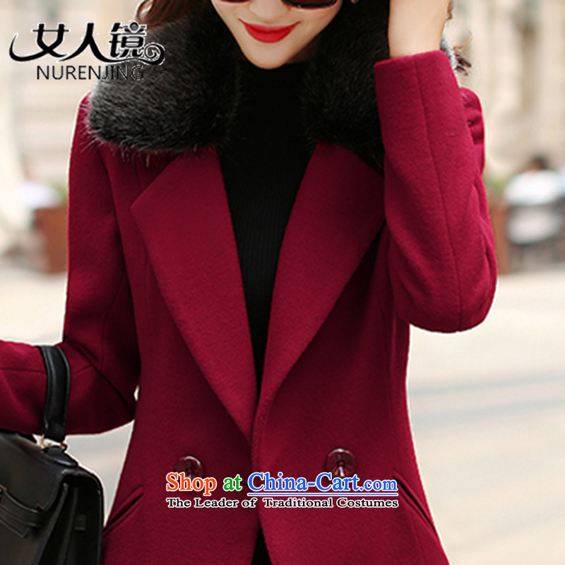 Women 2015 Fall/Winter Collections mirror the new graphics thin hair so Sau San jacket #N626 cherry red XL, Woman Mirror (nurenjing) , , , shopping on the Internet