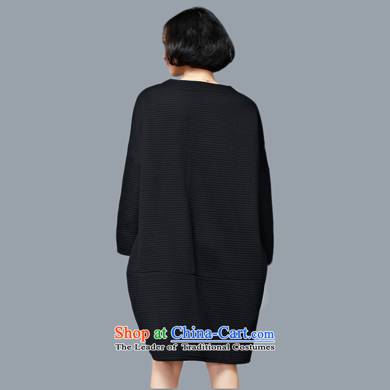 2015 Autumn and Winter Korea MEISUDI version of large numbers of female clamp unit loose wild stylish graphics thin solid color in forming the long long-sleeved black skirt are loose) code (MISO (MEISUDI) , , , shopping on the Internet