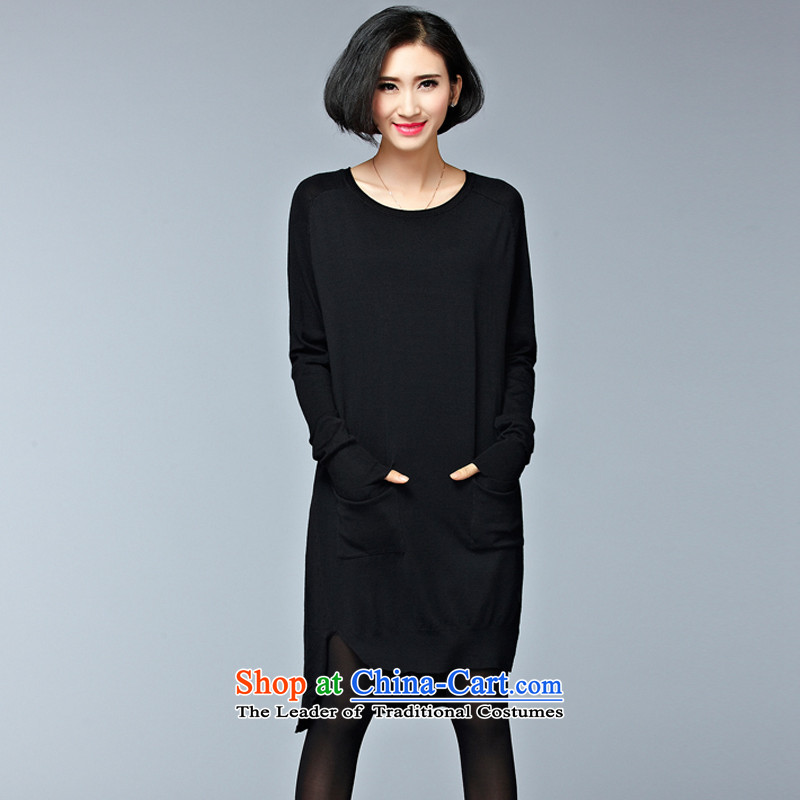 2015 Autumn and Winter Korea MEISUDI version of large numbers of ladies in relaxd and stylish long Knitted Shirt pocket forming the wild black skirt are code (loose) (Mei Su MEISUDI) , , , shopping on the Internet