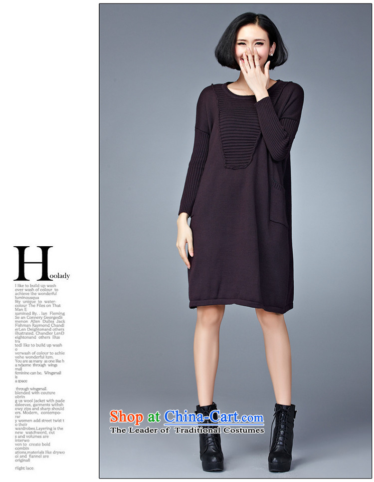 2015 Autumn and Winter Korea MEISUDI version of large numbers of ladies thick mm loose video thin wild in forming the long long-sleeved sweater dresses deep purple are code (loose) Picture, prices, brand platters! The elections are supplied in the national character of distribution, so action, buy now enjoy more preferential! As soon as possible.